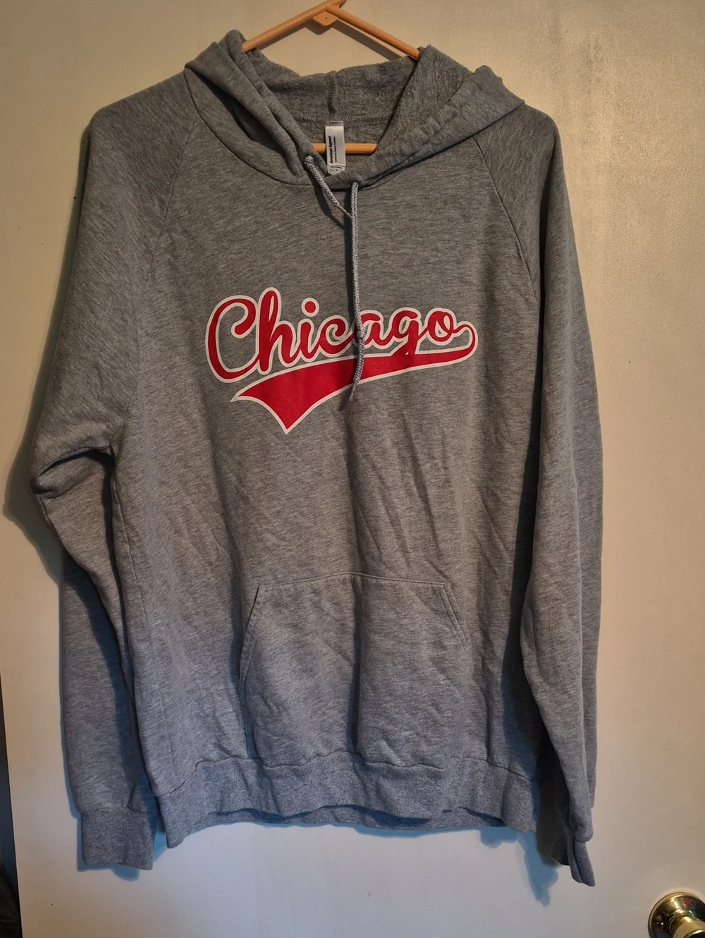 American Apparel Gray Hoodie with Red Chicago Script